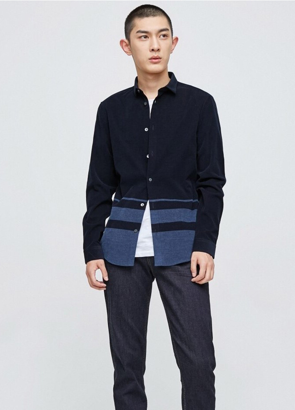 Темно-синяя кэжуал рубашка однотонная Jack & Jones