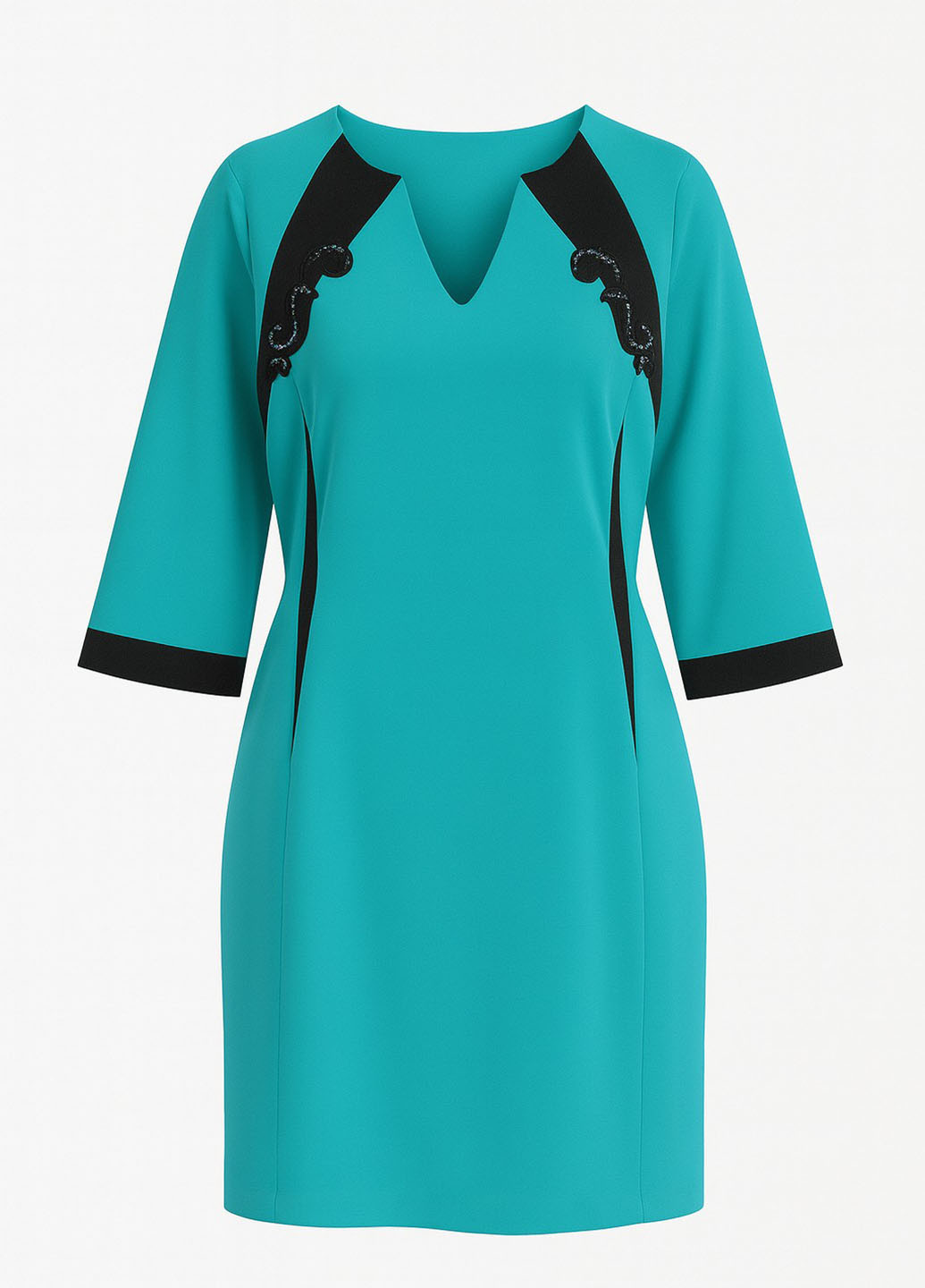 Бирюзовое кэжуал платье футляр Sassofono однотонное