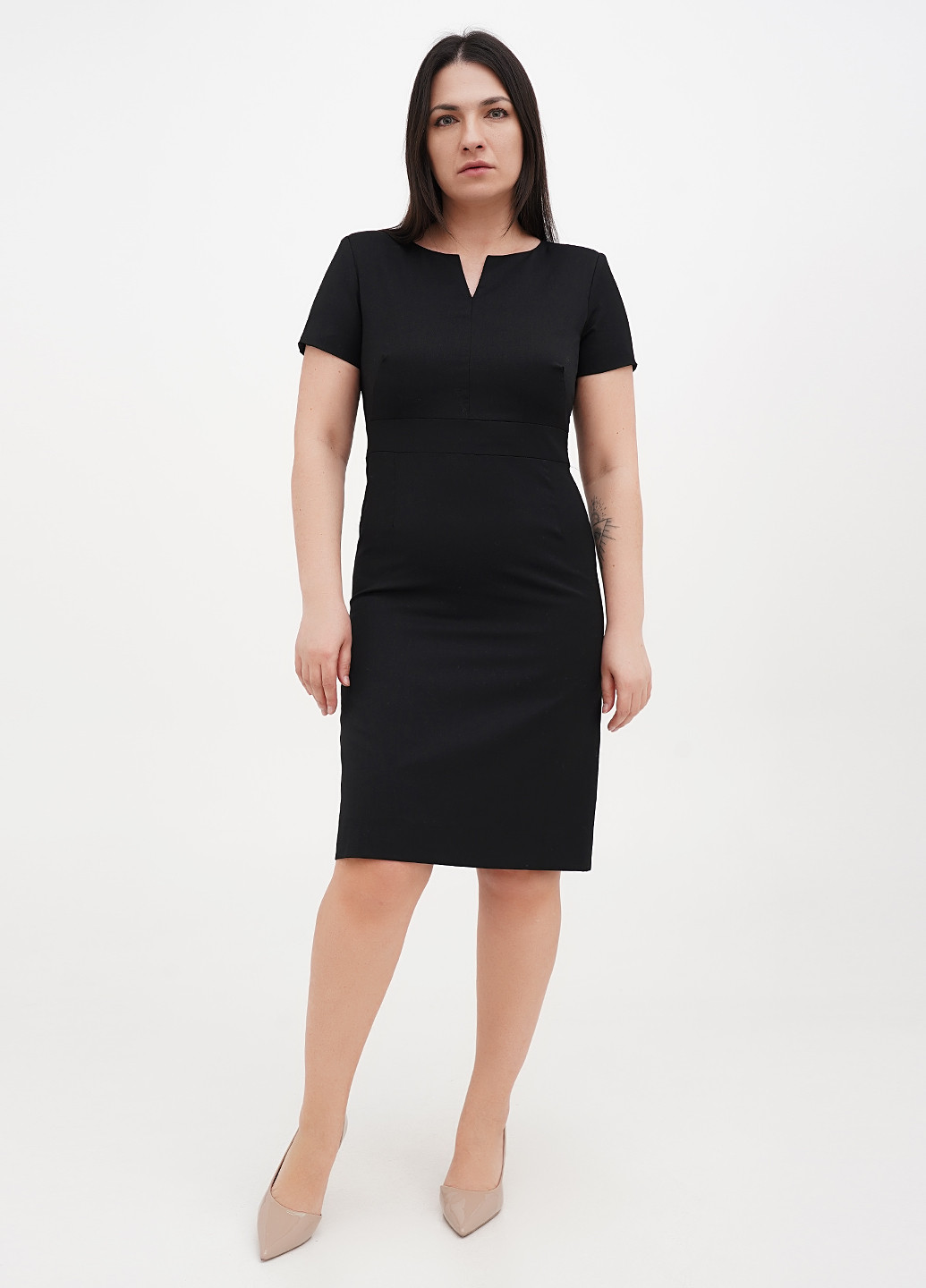 Черное кэжуал платье футляр No Brand однотонное