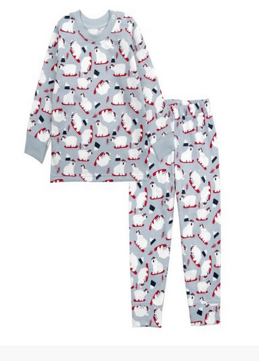 Серая всесезон пижама ясельная (белый мишка) Фламинго Текстиль