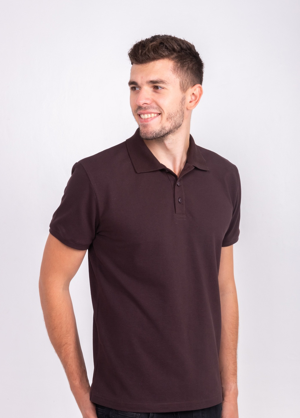 Коричневая футболка-футболка поло мужская для мужчин TvoePolo однотонная