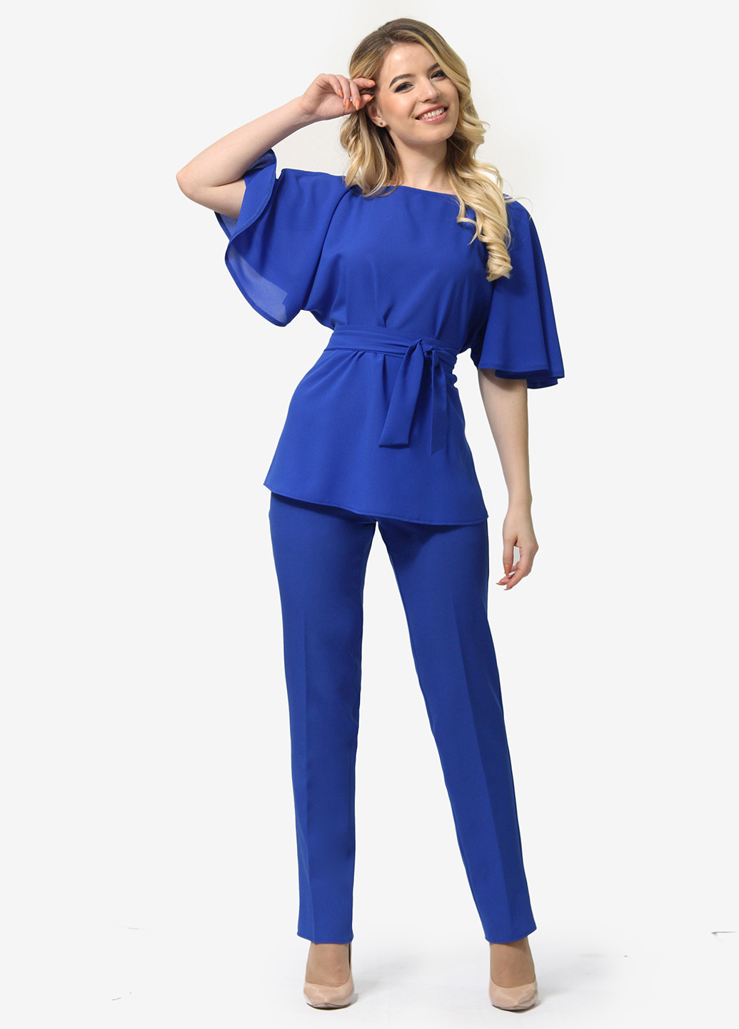 Синій літній комплект (блуза, штани) Lila Kass