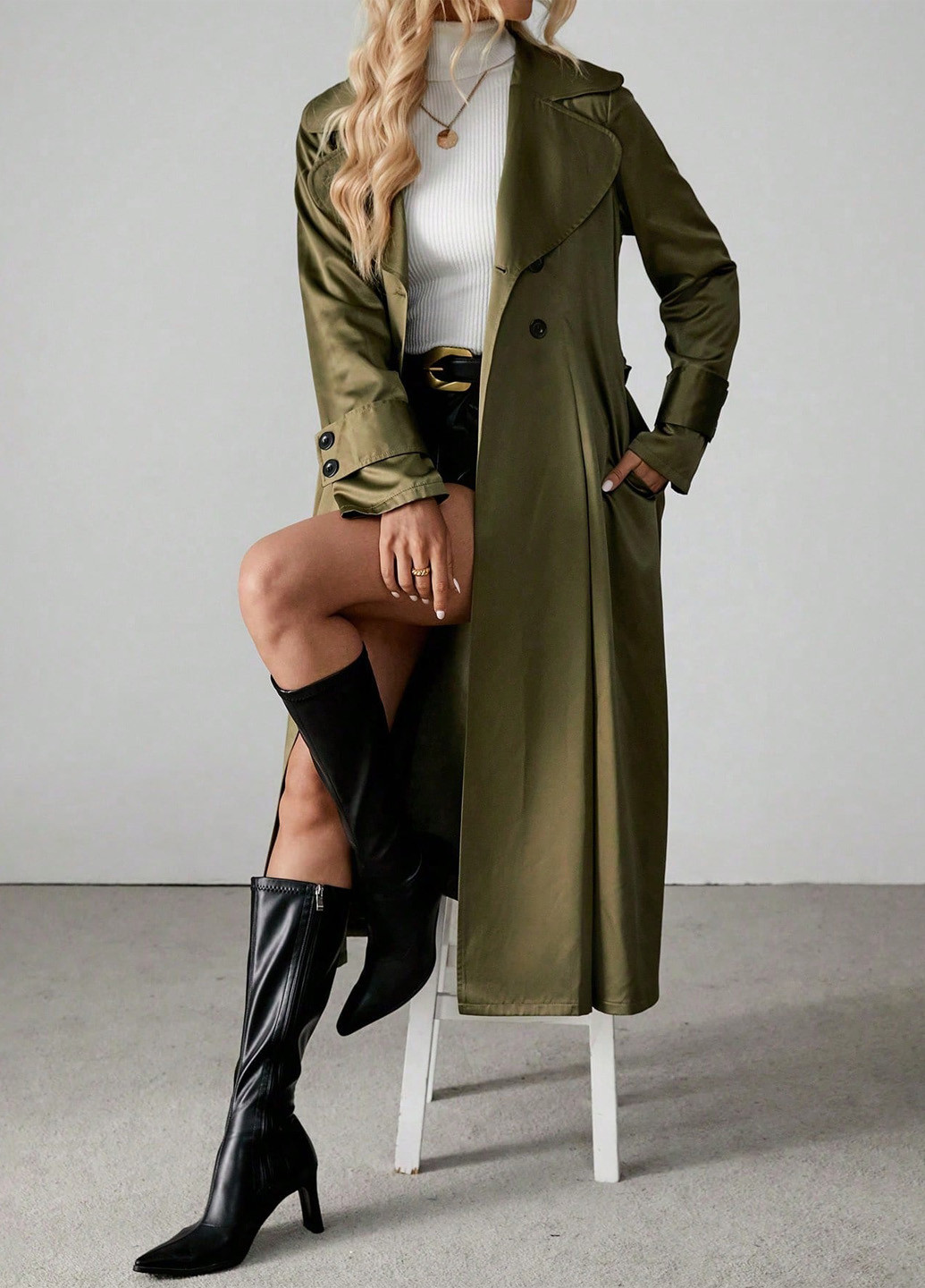 Плащ SHEIN на гудзиках демісезон (333530104)