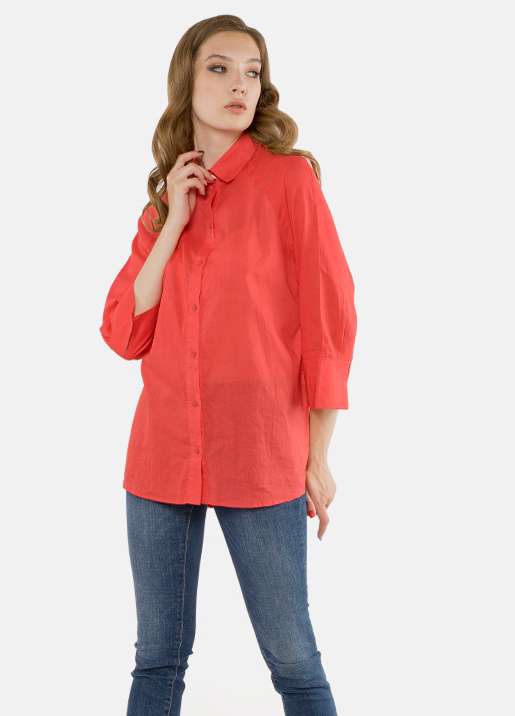 Красная кэжуал рубашка однотонная MR 520