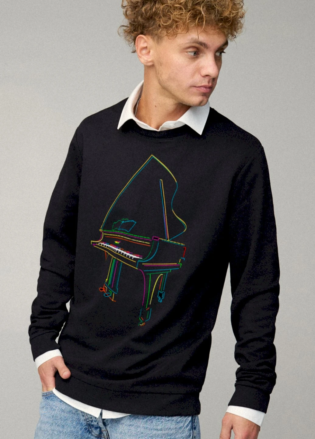Чорний свитшот мужской oversize /no flis/ YAPPI малюнок (254557608)