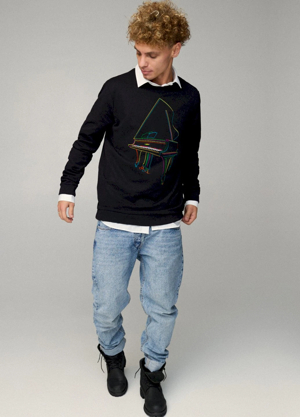 Чорний свитшот мужской oversize /no flis/ YAPPI малюнок (254557608)