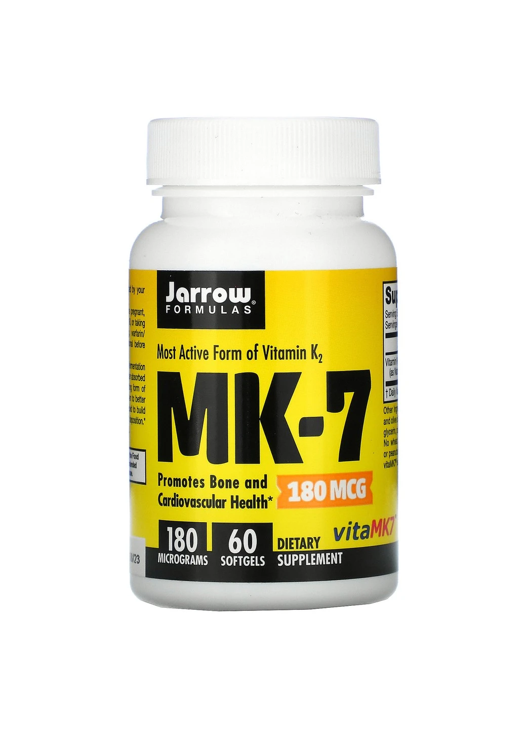 Витамин K2 активная форма MK-7, 180 мкг, Most Active Form of Vitamin K2,, 60 гелевых капсул Jarrow Formulas (255409649)