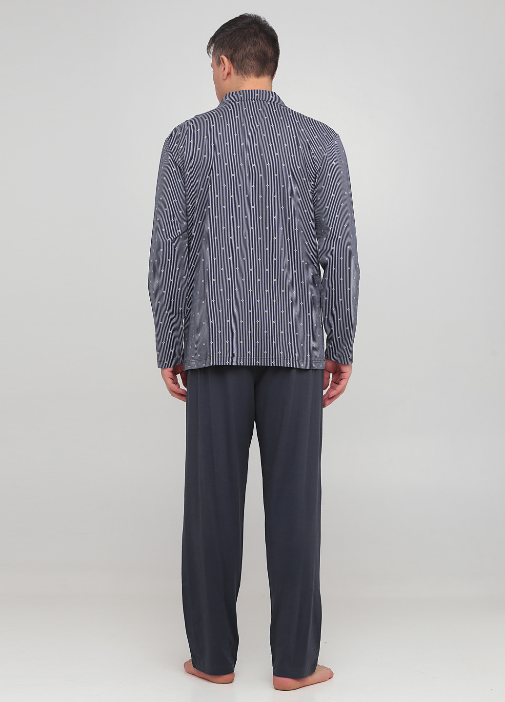 Піжама (сорочка, штани) Calida рубашка + брюки малюнок сіра домашня бавовна