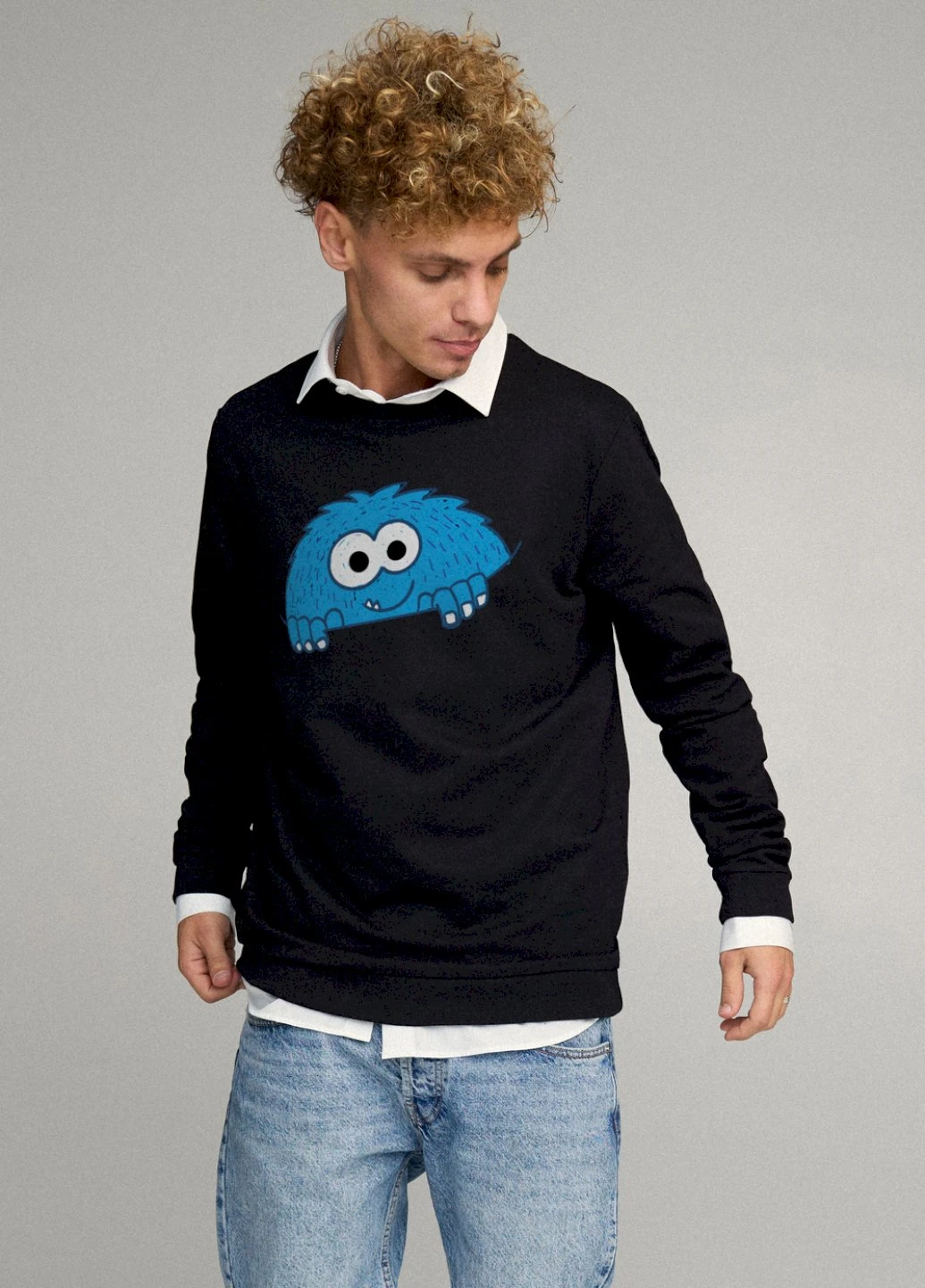 Чорний світшот чоловічий oversize /no flis/ YAPPI малюнок (251424299)