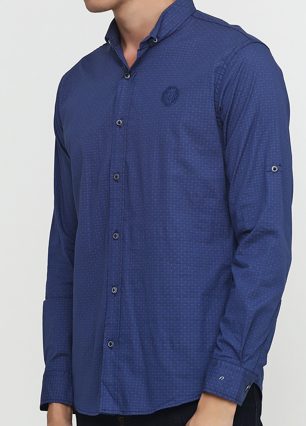 Синяя кэжуал рубашка с орнаментом Madoc с длинным рукавом