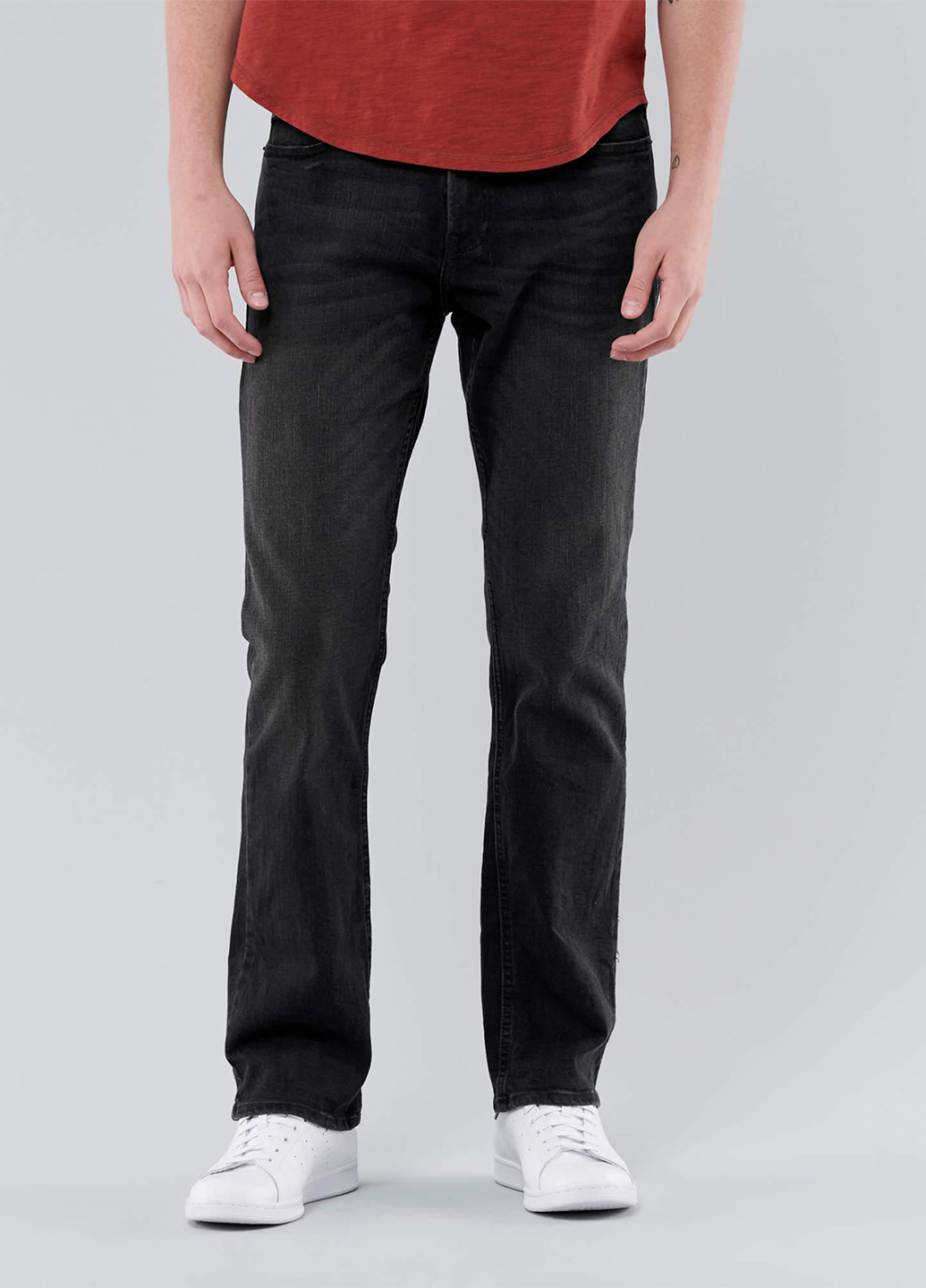 Черные демисезонные прямые джинсы Hollister