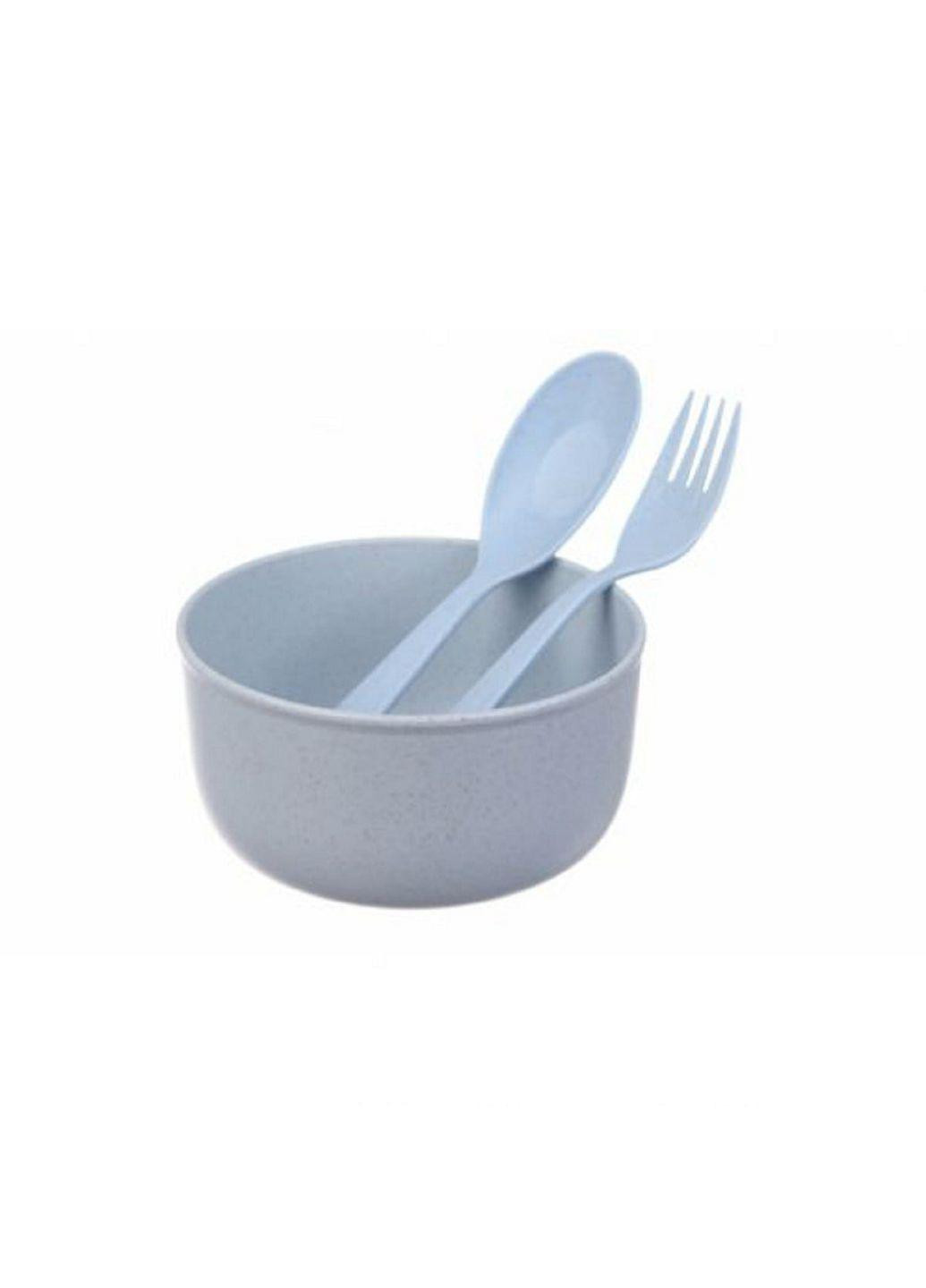 Набор посуды из экопластика (3 предмета), голубой (68-208) No Brand тёмно-голубые