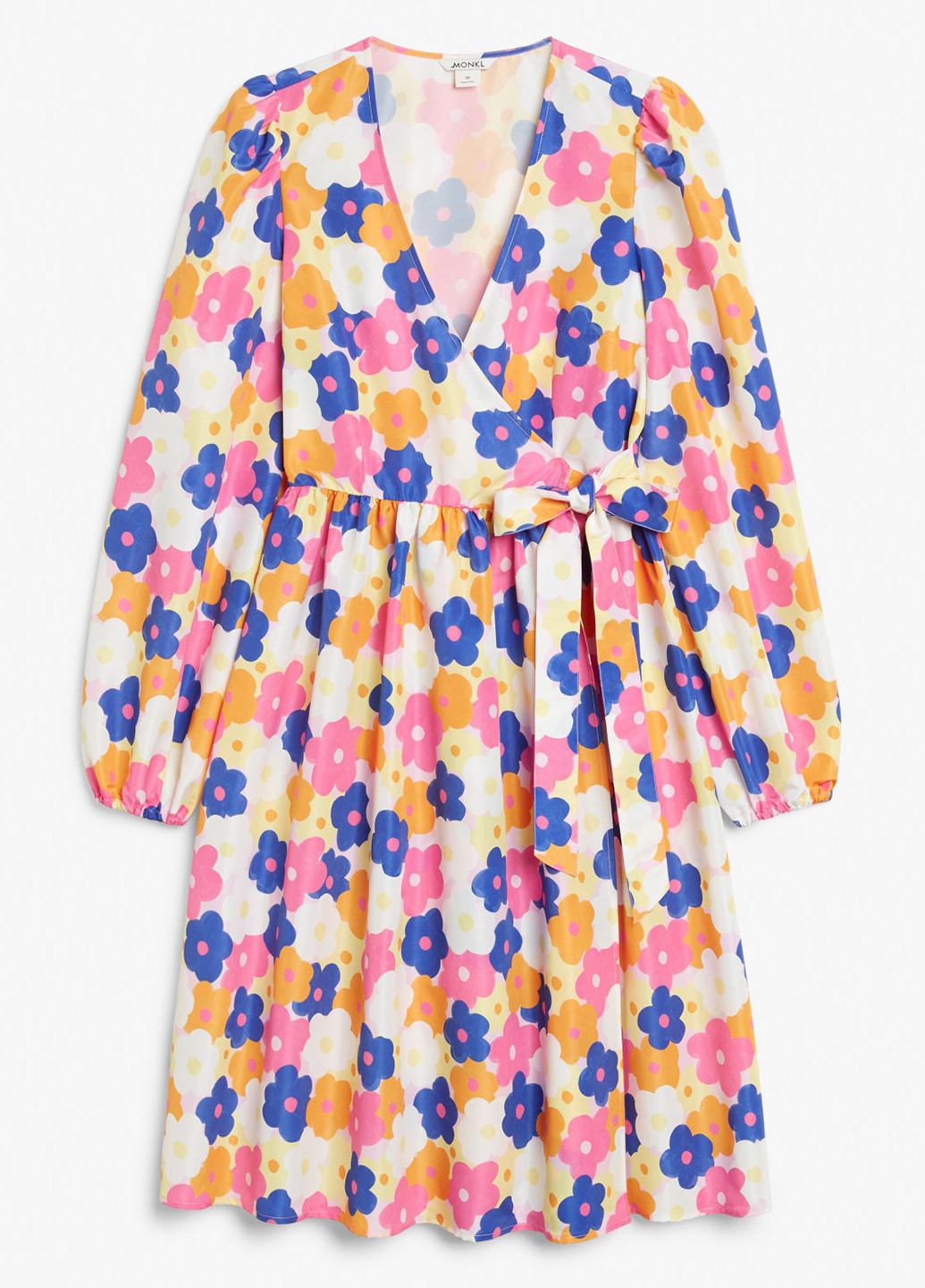 Комбинированное кэжуал платье клеш, на запах Monki с цветочным принтом