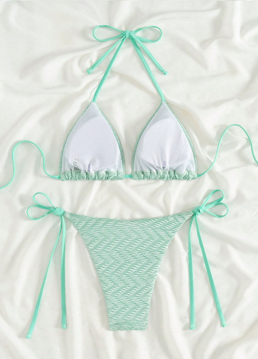 Мятный летний купальник (лиф, трусики) бикини, раздельный SHEIN