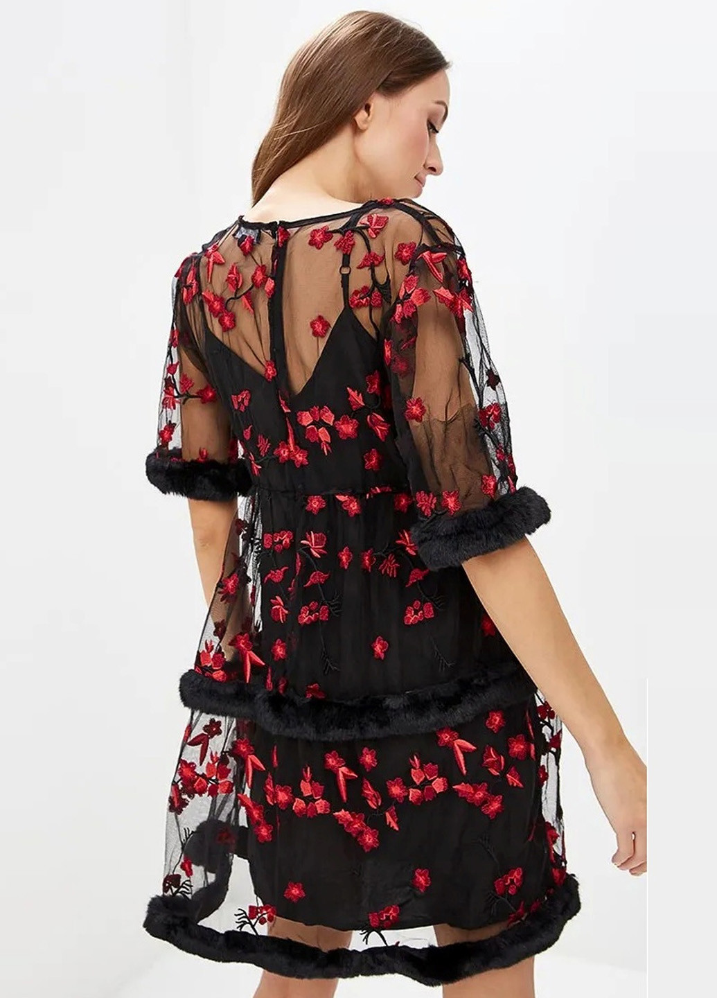Черное кэжуал платье Lost Ink с цветочным принтом