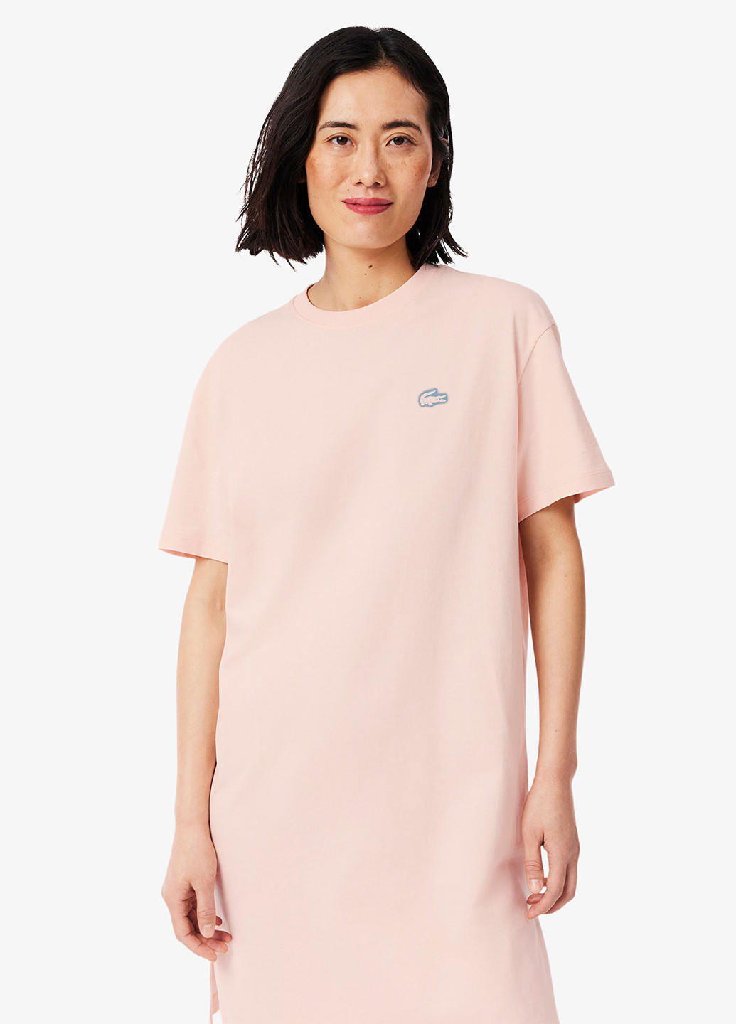 Пудрова кежуал сукня сукня-футболка Lacoste з логотипом