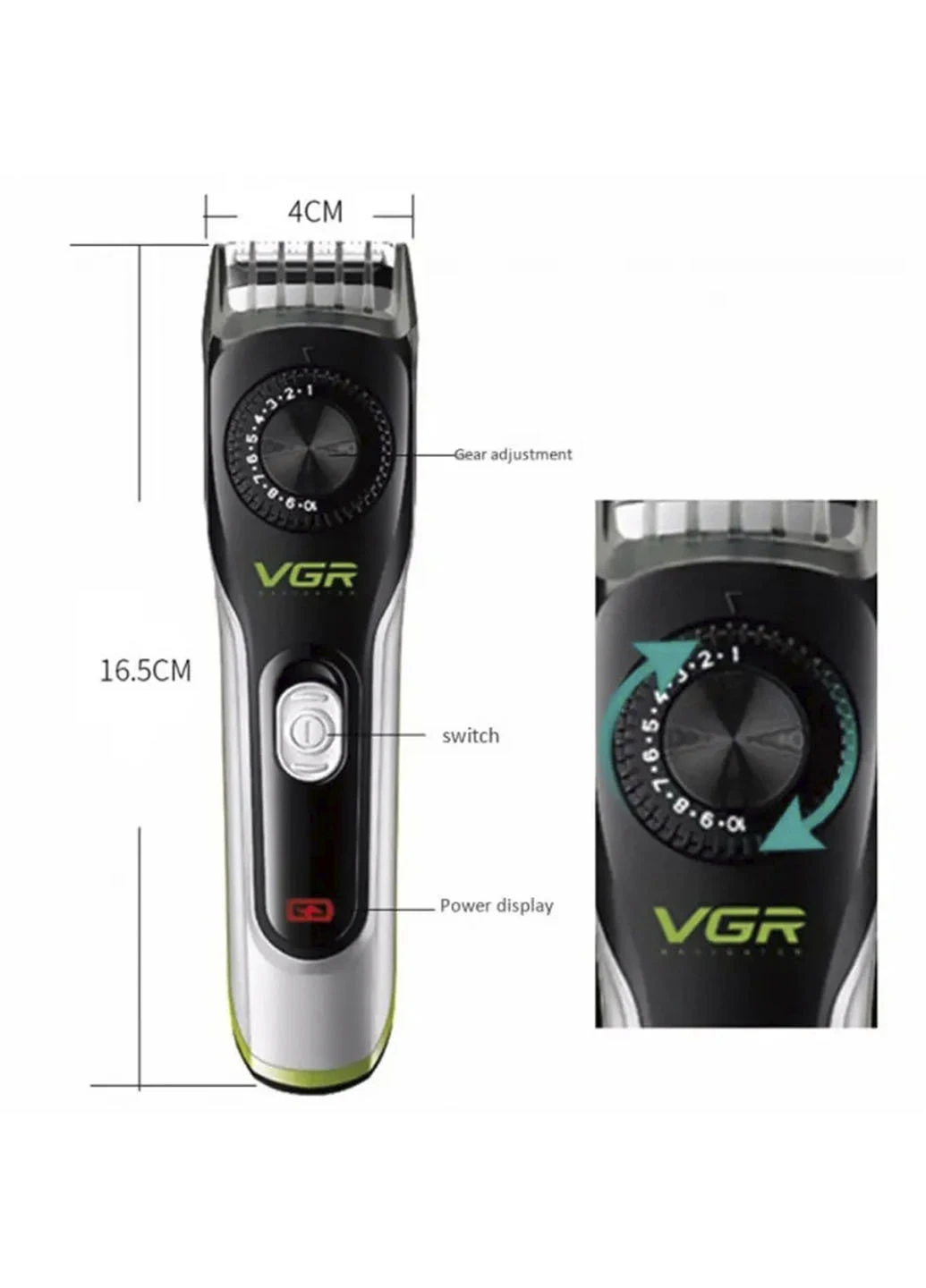 Машинка для стрижки волосся V028 Аккумулятор + USB зарядка VGR (253636972)