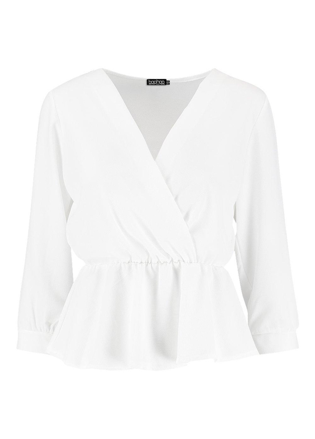 Белая демисезонная блуза на запах, с баской Boohoo