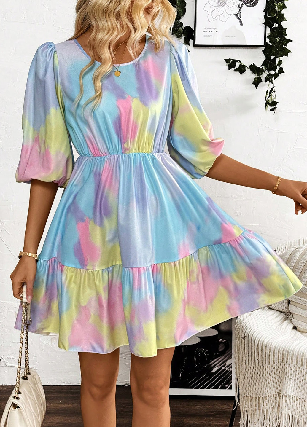 Комбінована кежуал сукня кльош SHEIN з абстрактним візерунком