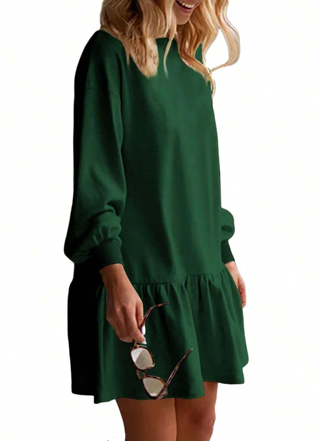 Зелена кежуал сукня SHEIN однотонна