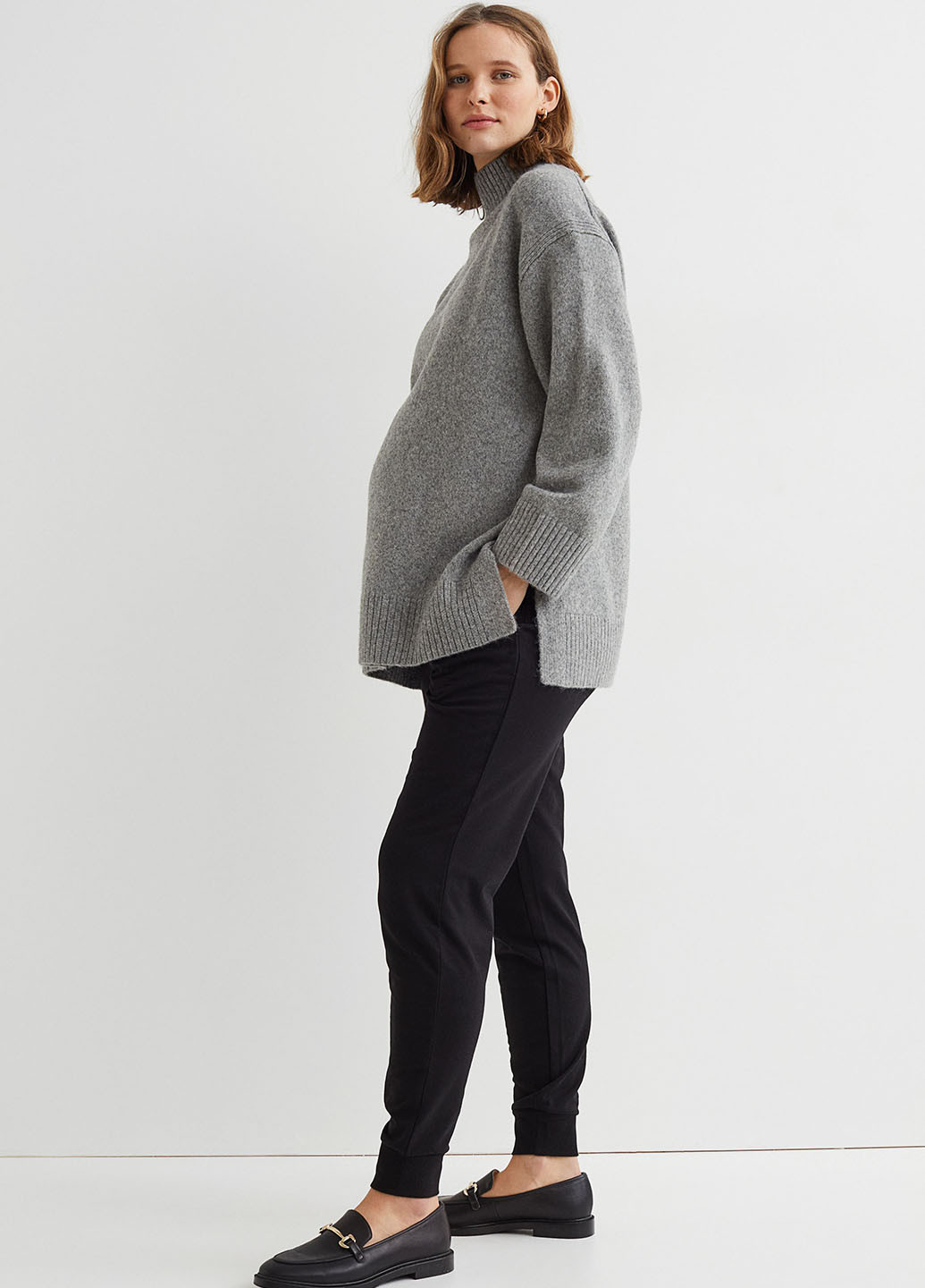 Штани для вагітних H&M джогери однотонні чорні кежуали бавовна, трикотаж