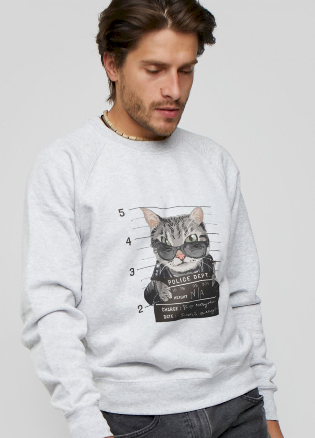 Серый свитшот мужской YAPPI рисунок (250563740)