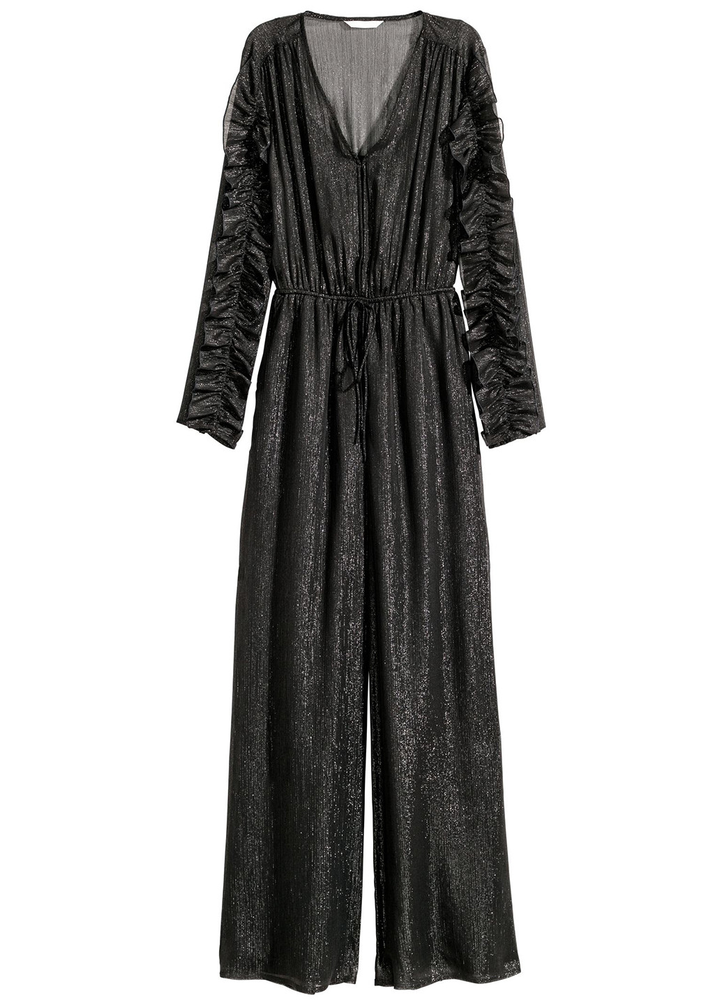 Комбинезон H&M комбинезон-брюки однотонный чёрный вечерний шифон, полиэстер