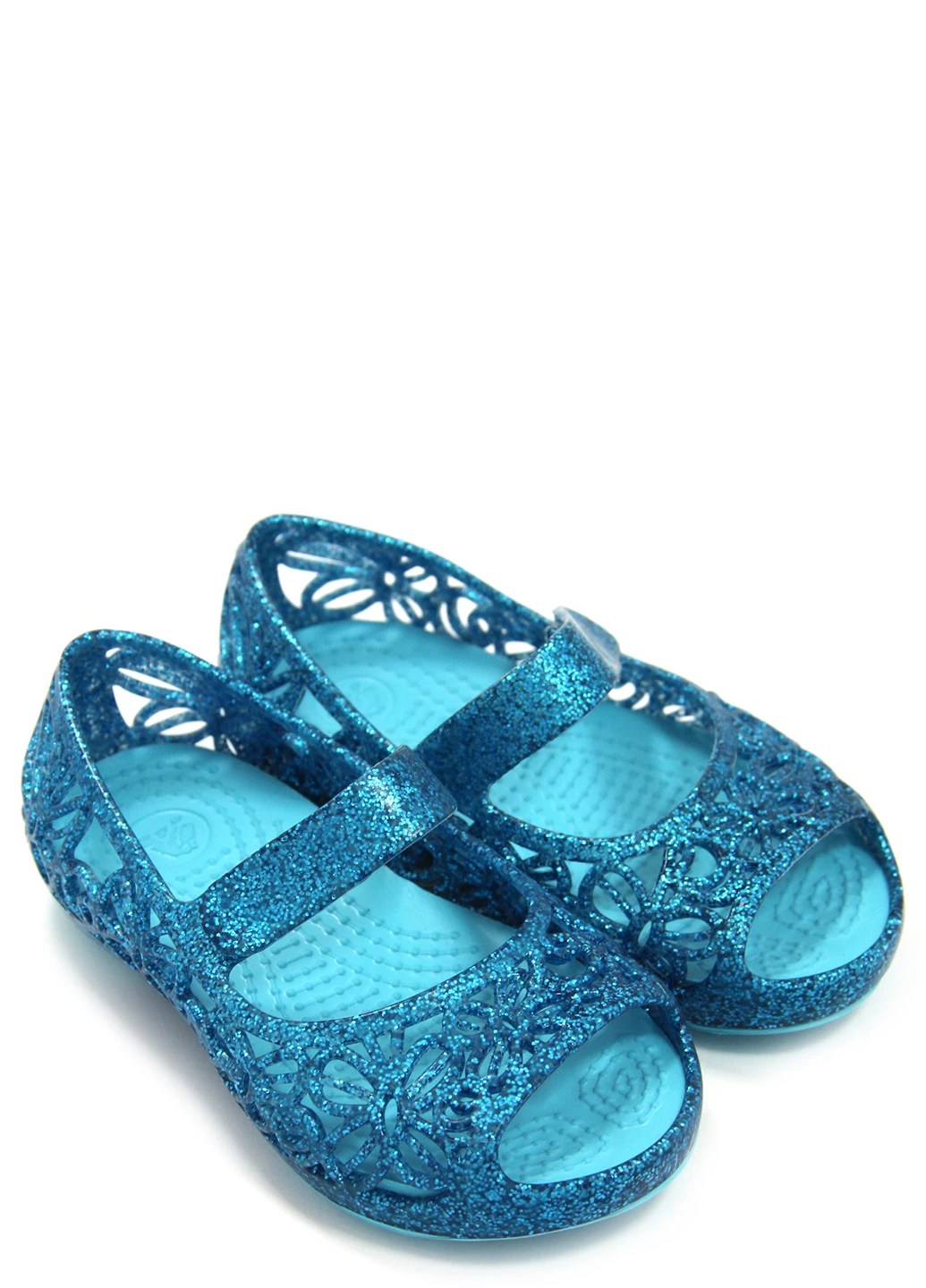 Бирюзовые босоножки для девочек isabella glitter flat ps Crocs