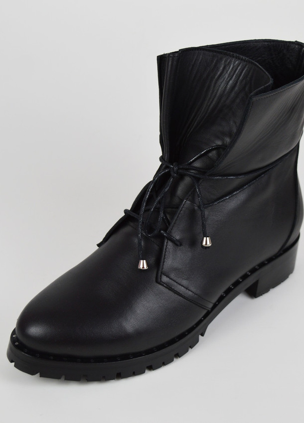 Зимние ботинки зимние кожа черные Evromoda со шнуровкой