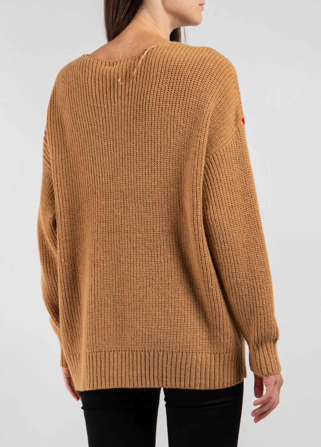 Бежевый демисезонный удлиненный пуловер цвета хаки Normcore