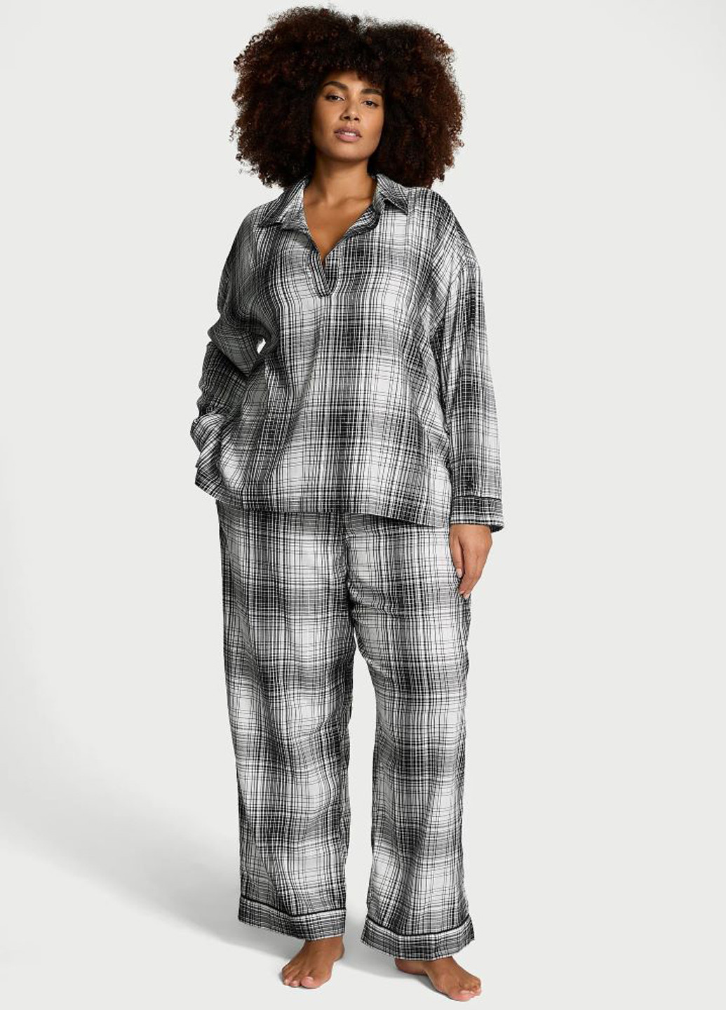 Чорно-біла всесезон піжама (сорочка, штани) сорочка + брюки Victoria's Secret