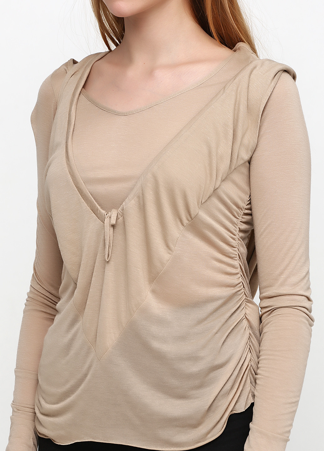 Песочная демисезонная блуза Oblique