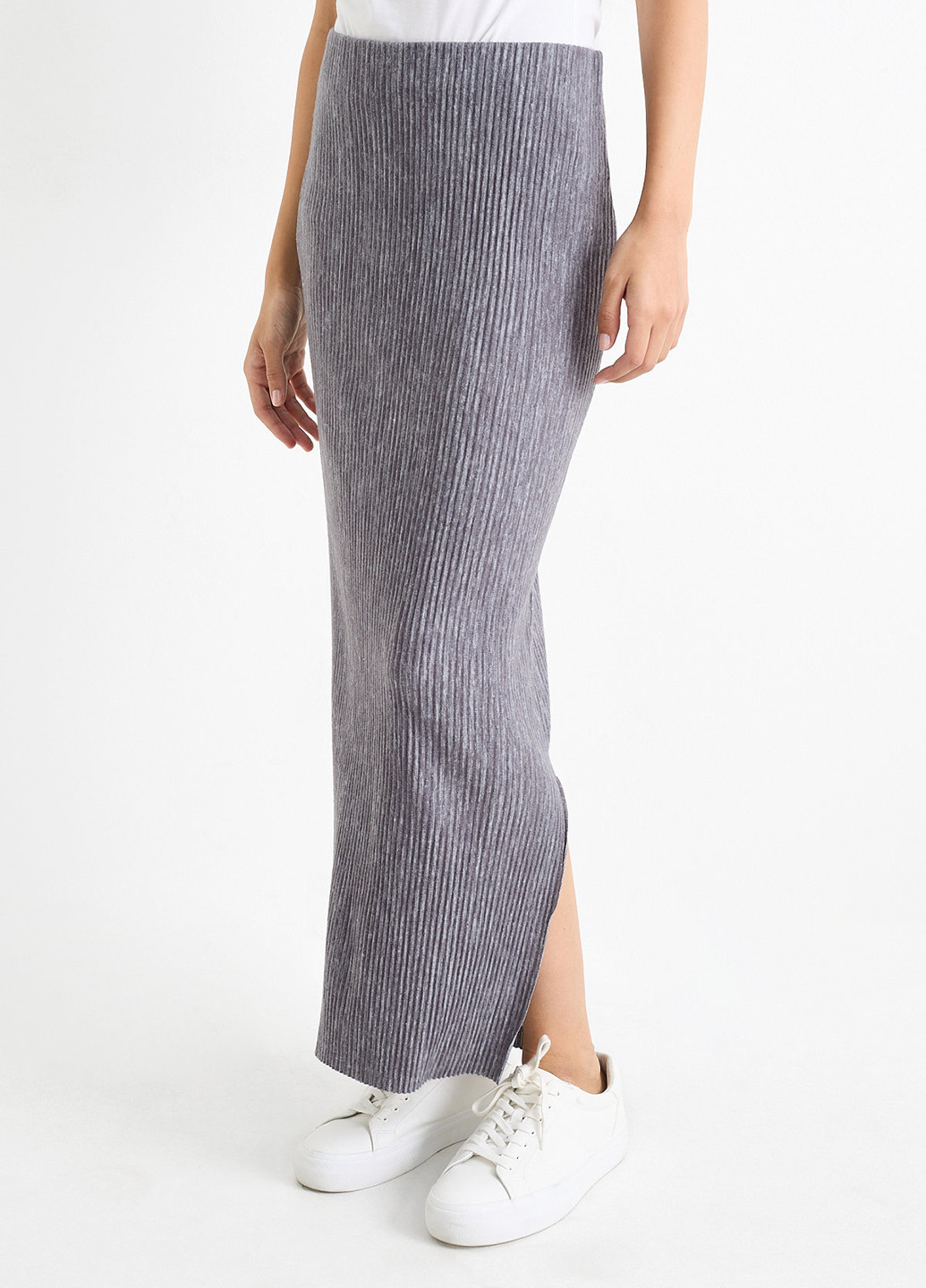 Серая кэжуал однотонная юбка C&A плиссе