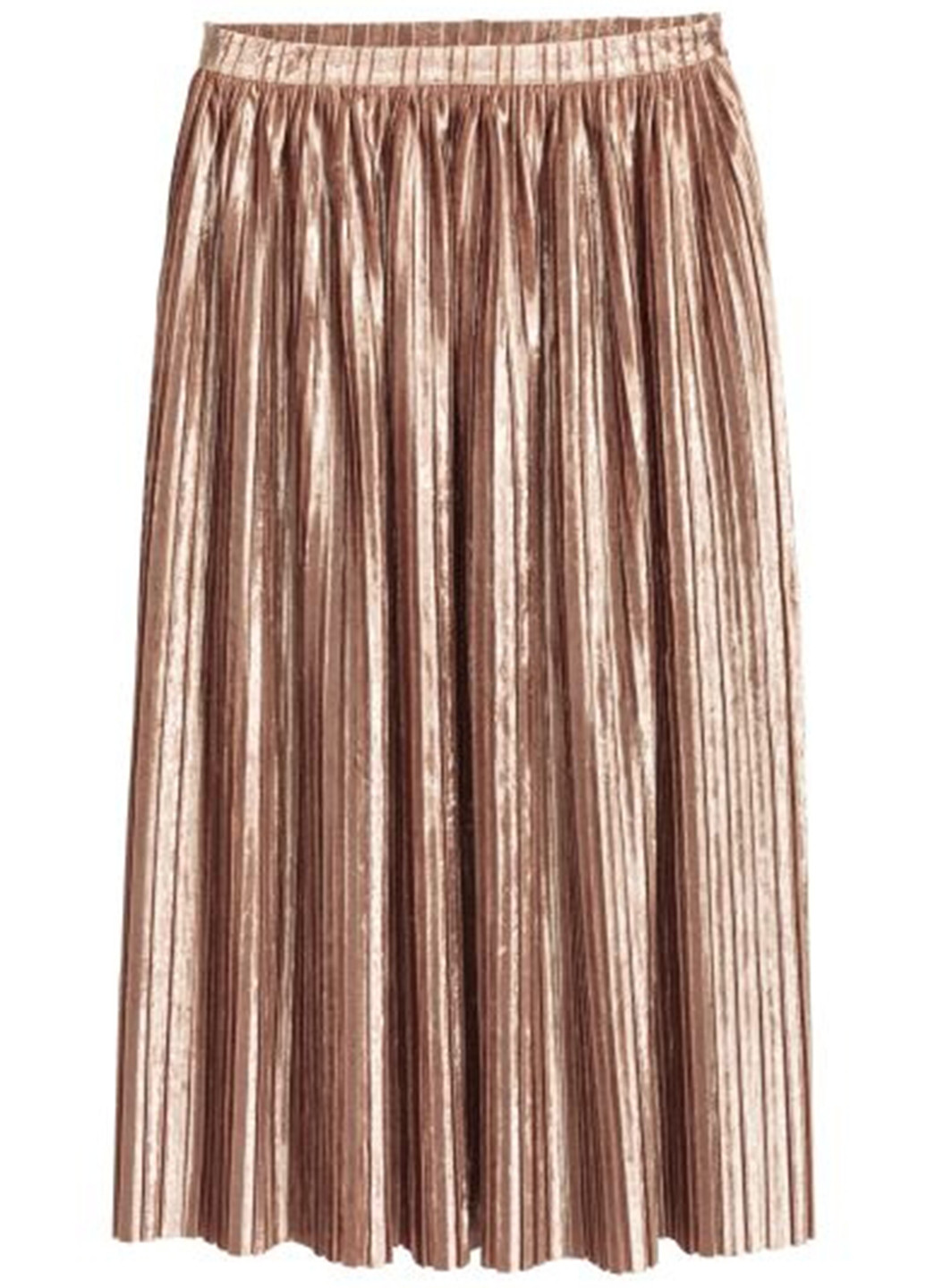 Кофейная кэжуал однотонная юбка H&M плиссе