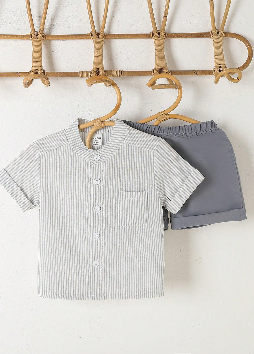 Комбінований літній костюм (сорочка, шорти) з шортами SHEIN