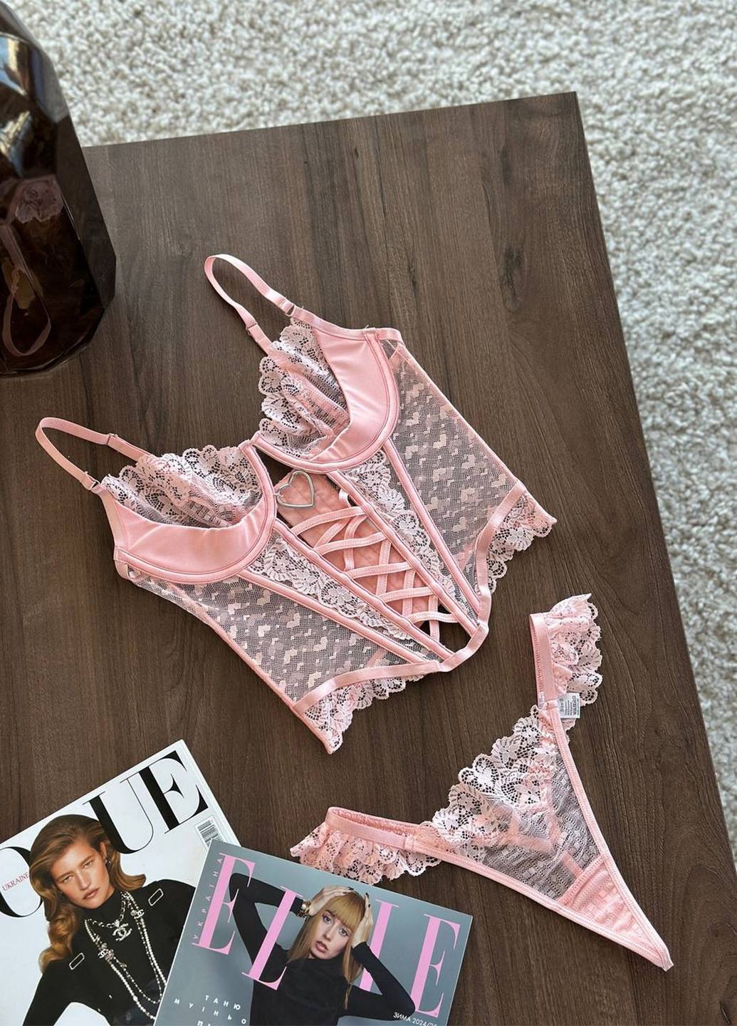 Рожевий демісезонний комплект (бюстгальтер, трусики) NOVA VEGA