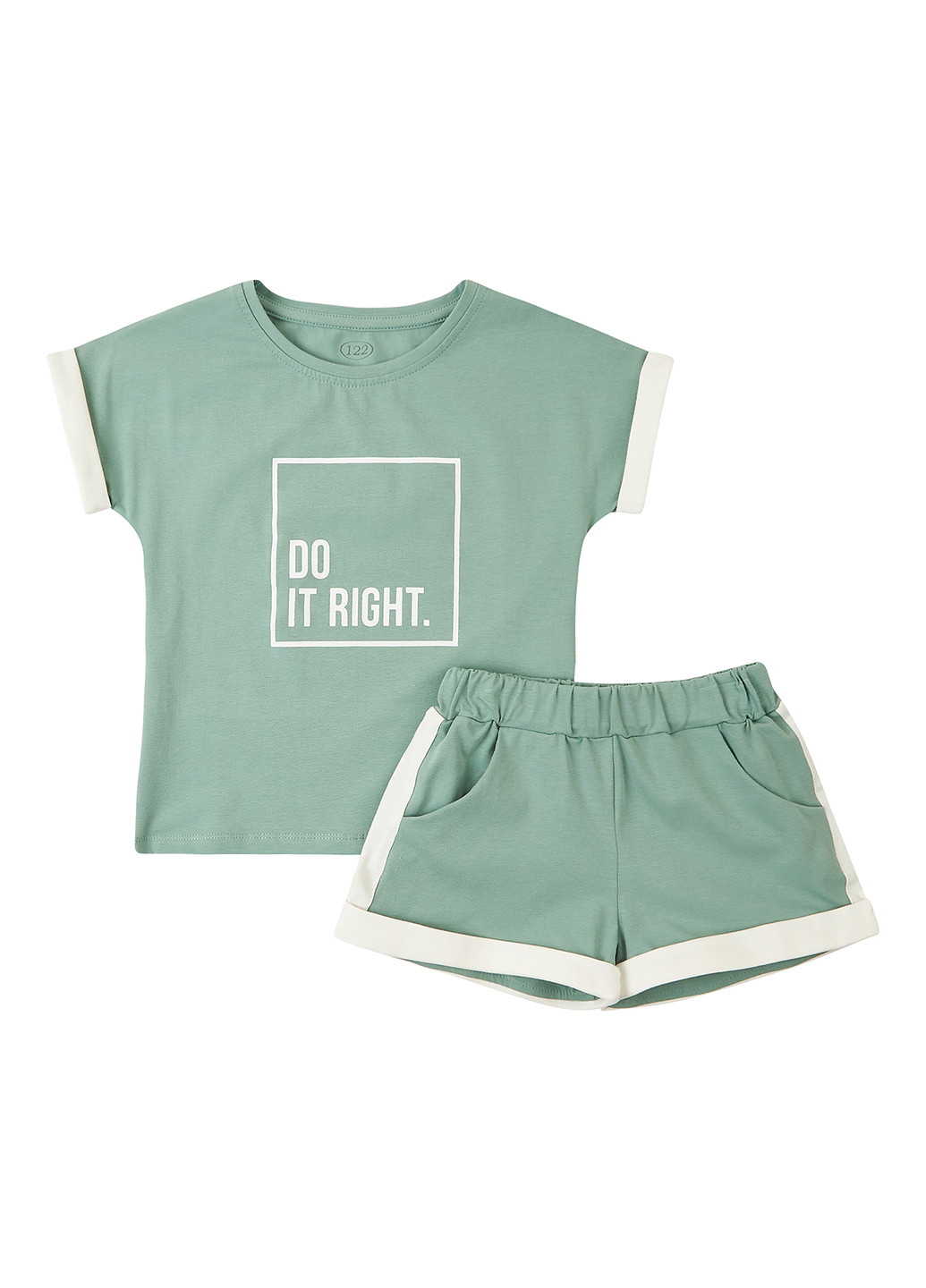 Зеленый летний комплект (футболка, шорты) Фламинго