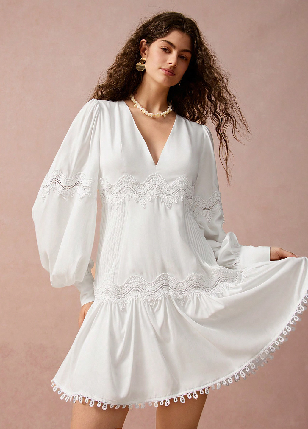 Білий кежуал сукня а-силует SHEIN однотонна