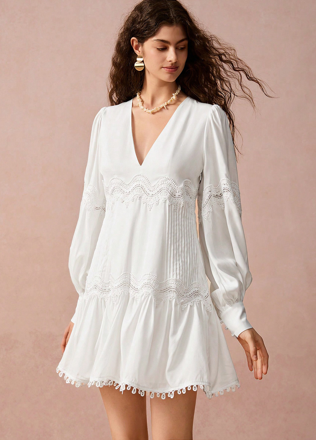 Білий кежуал сукня а-силует SHEIN однотонна