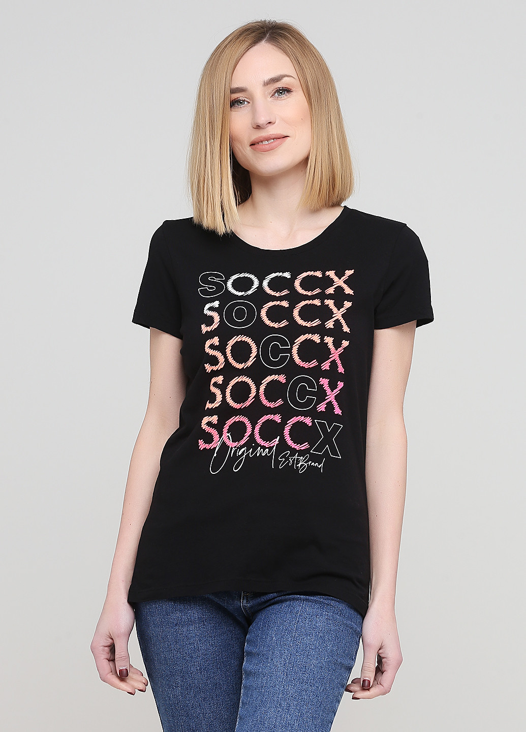 Черная летняя футболка Soccx
