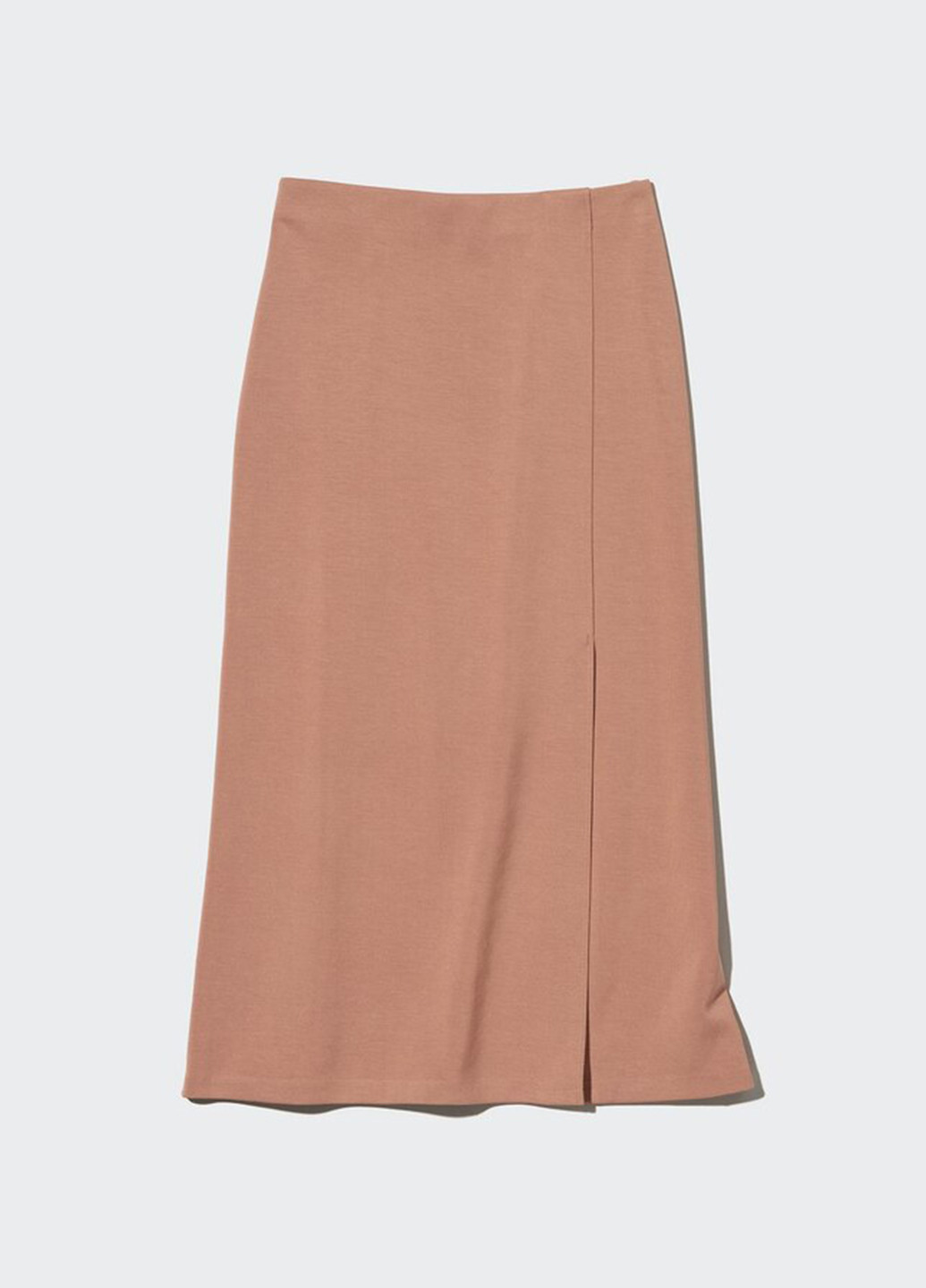 Коричневая кэжуал однотонная юбка Uniqlo а-силуэта (трапеция)