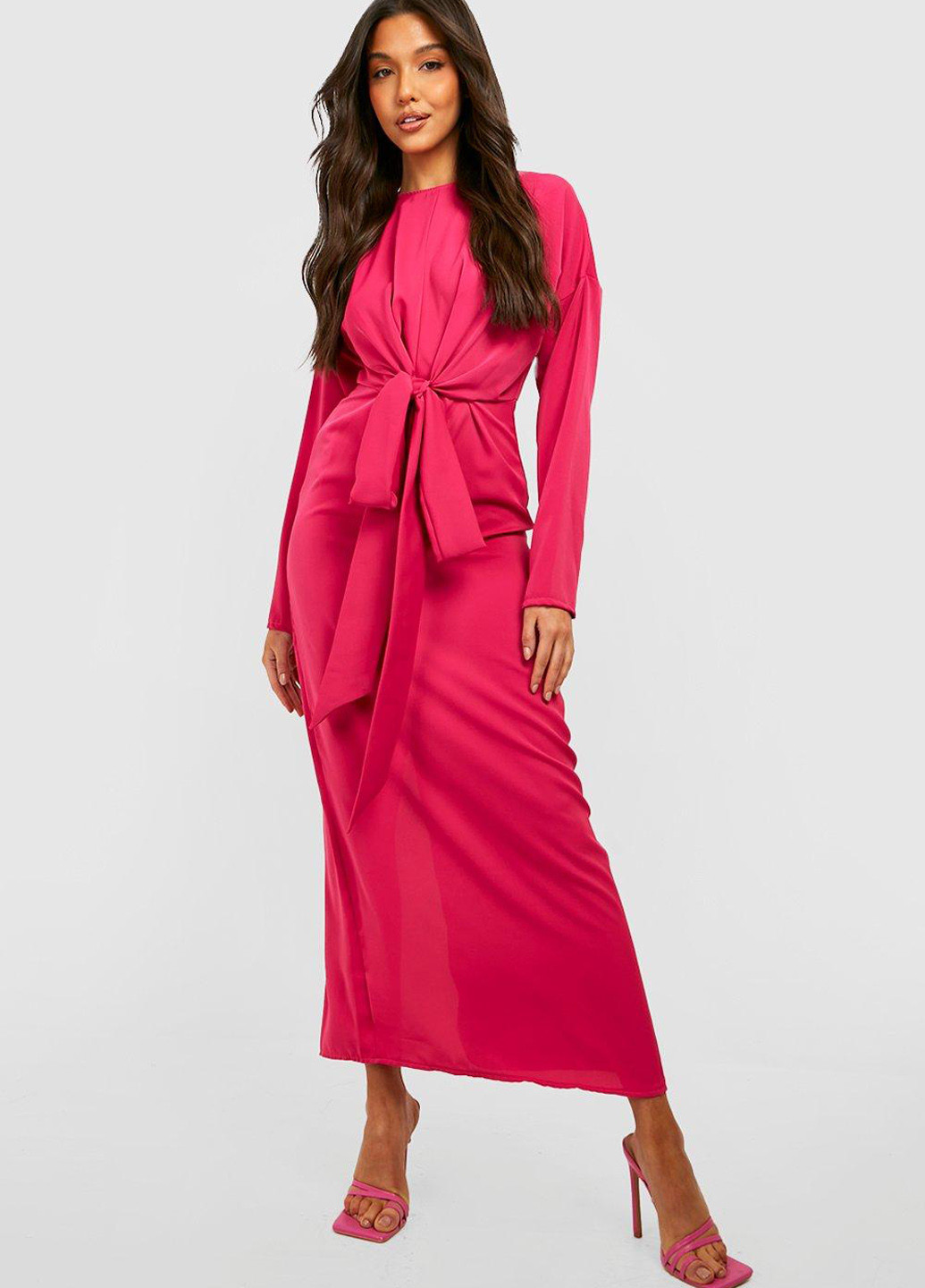 Розовое кэжуал платье Boohoo однотонное