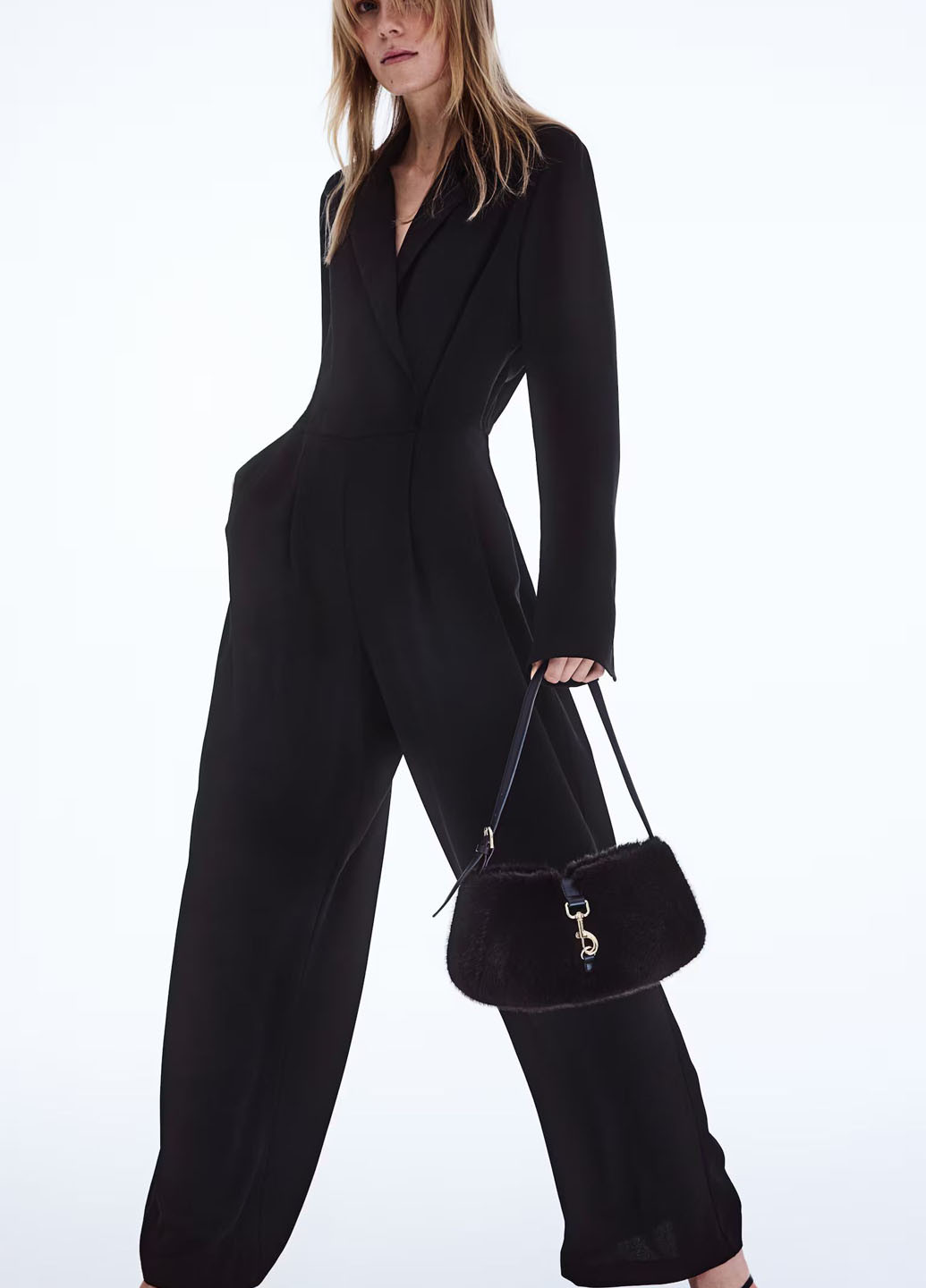 Комбінезон H&M комбінезон-брюки однотонний чорний кежуал поліестер