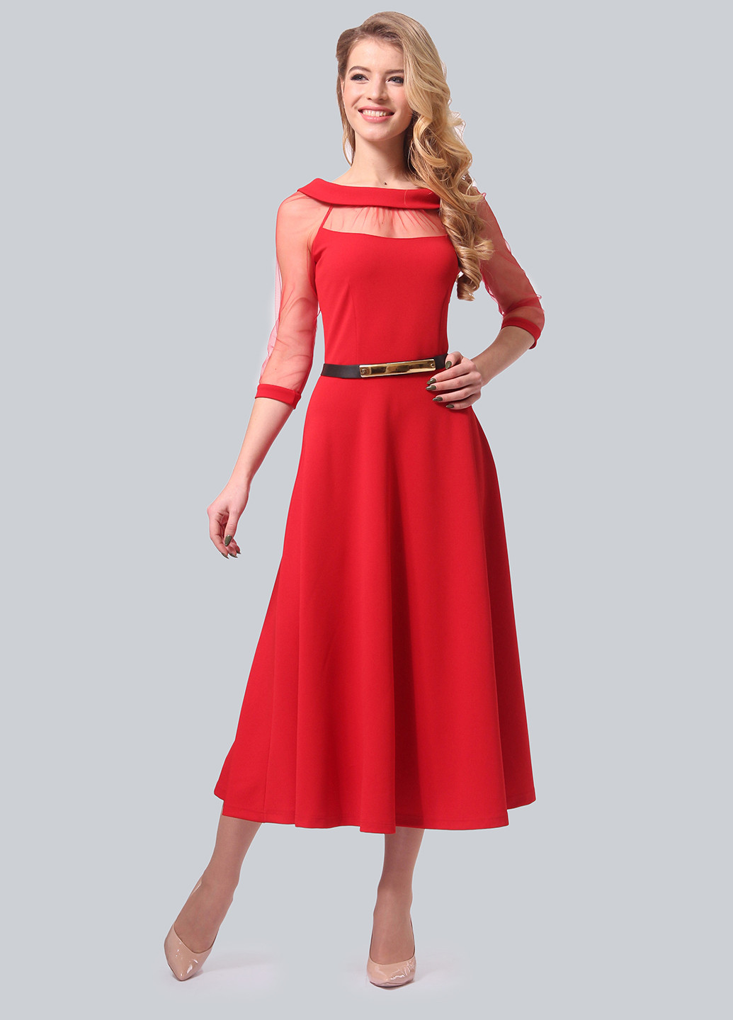 Червона кежуал сукня, сукня кльош Agata Webers однотонна