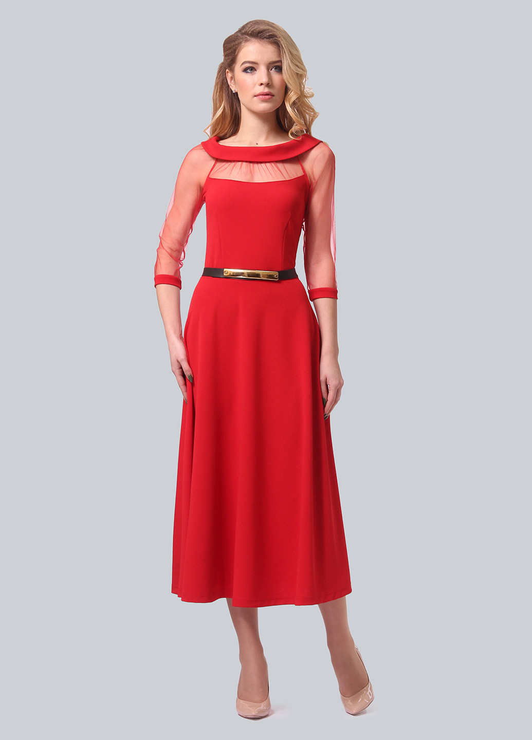 Червона кежуал сукня, сукня кльош Agata Webers однотонна