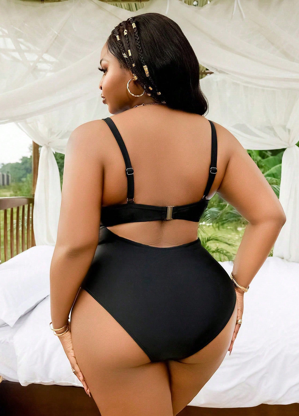 Чорний літній купальник суцільний SHEIN