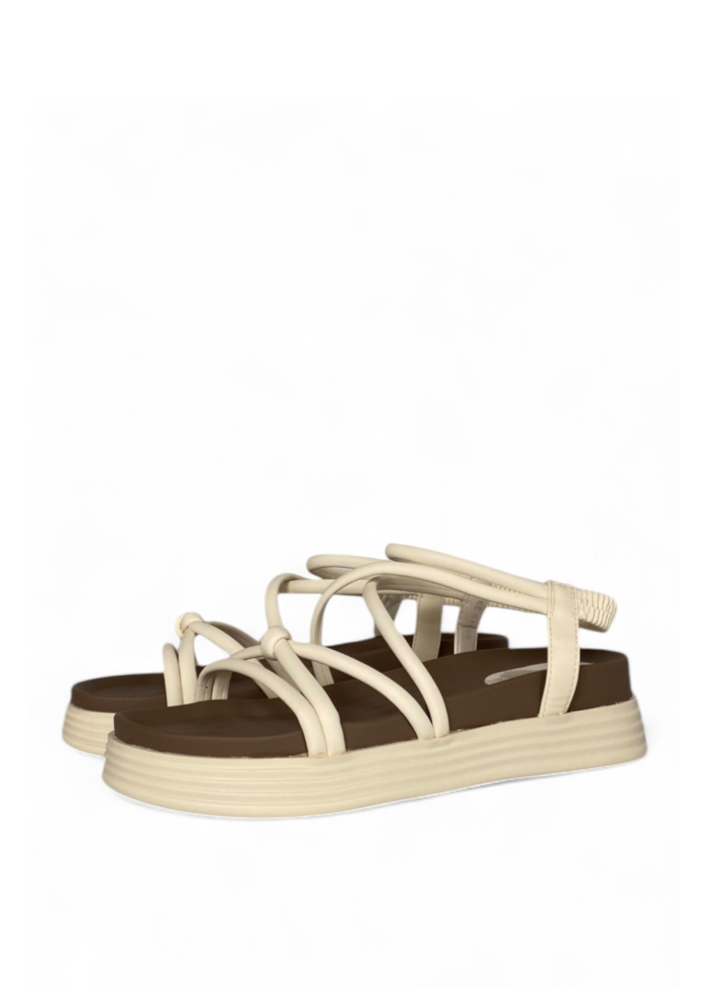 Молочные босоножки ALLSY на резинке с белой подошвой