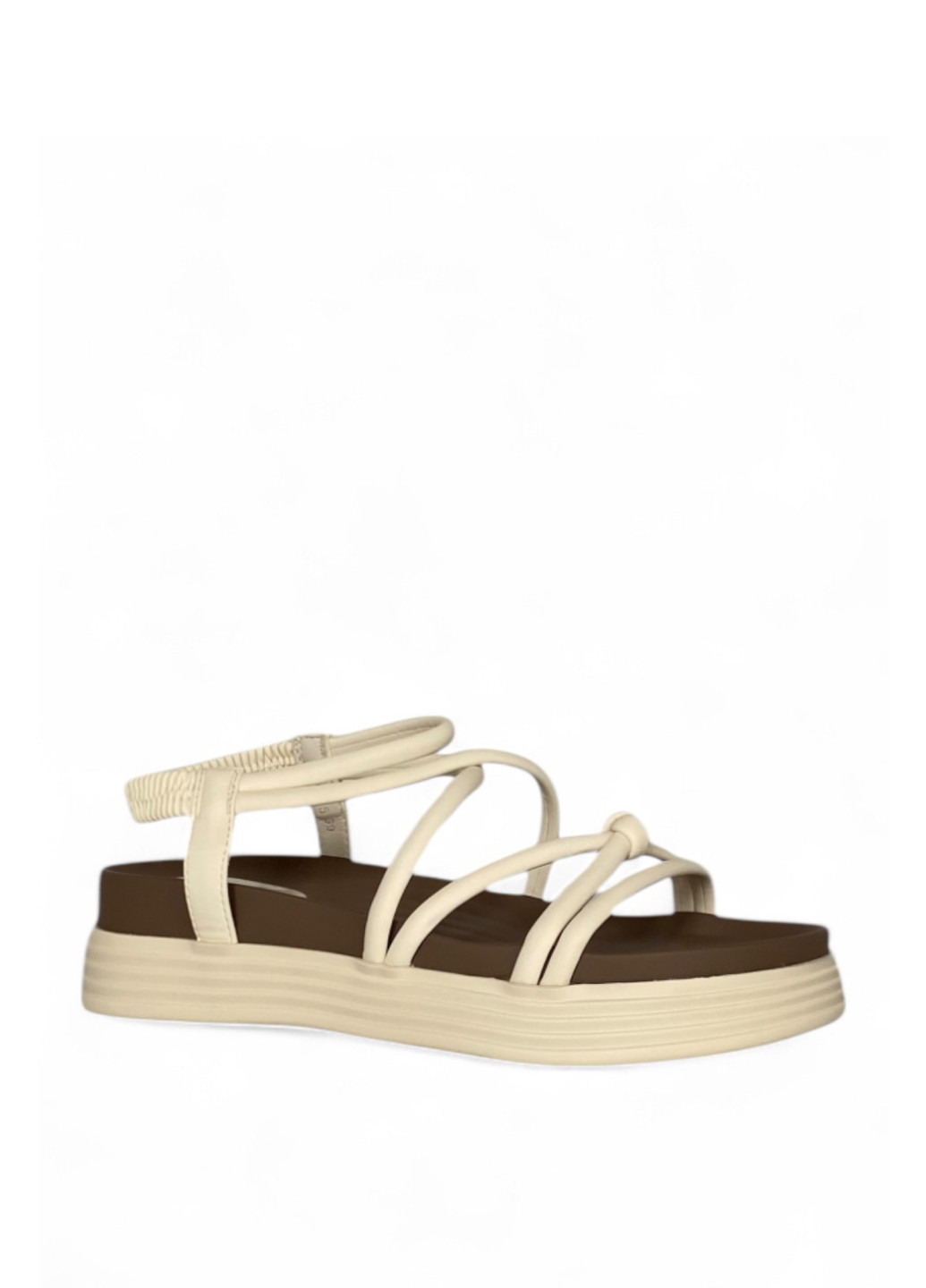 Молочные босоножки ALLSY на резинке с белой подошвой