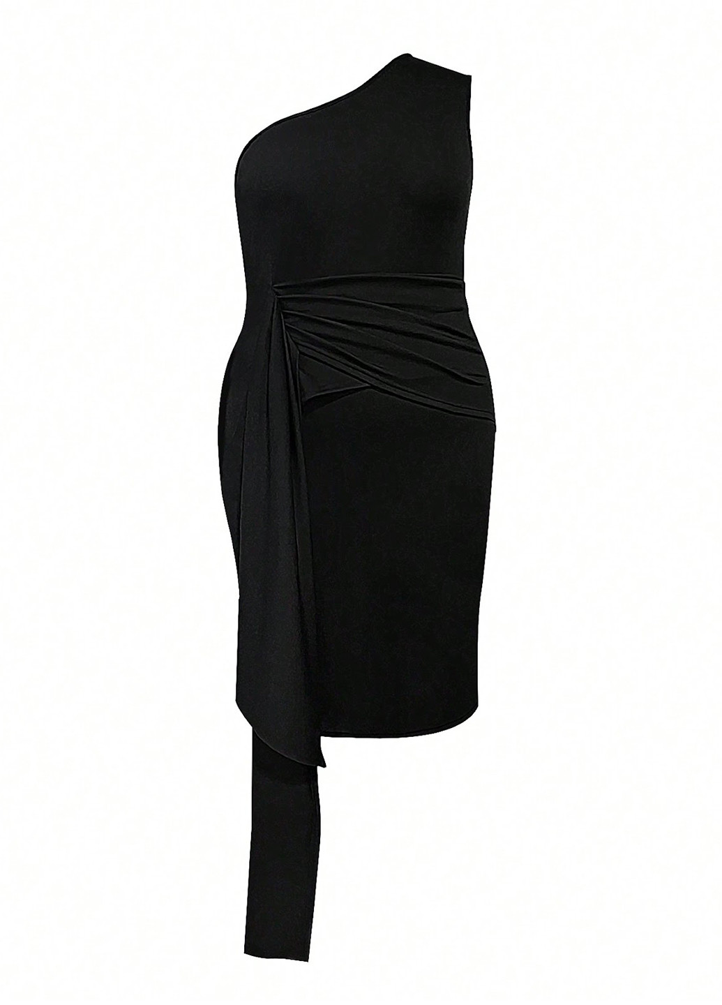 Чорна кежуал сукня на одне плече SHEIN однотонна