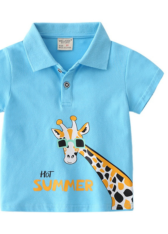 Блакитна літня дитяча футболка поло Jumping Meters